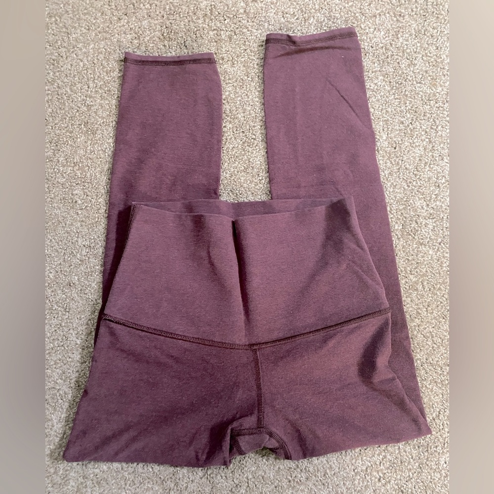 LULU HIGH RISE 7/8 LEGGINGS COTTON STYLE IN BURGUNDY - Picture 2 of 2